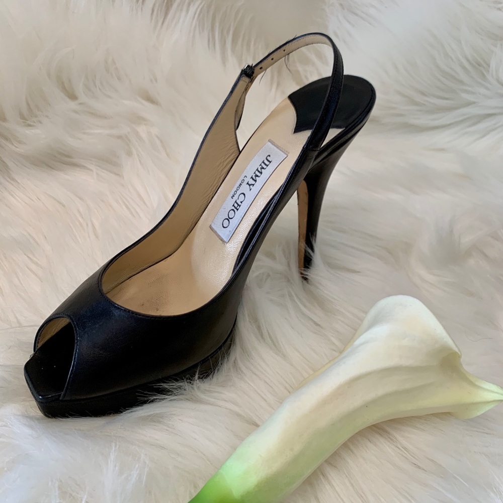 JIMMY CHOO Black Slingback Platforms size 5.5
